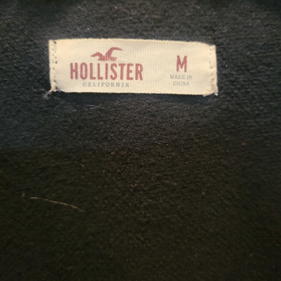 Hollister Size M Navy Blue Cardigan w/Brown & Tan Faux Fur Lining - Picture 2 of 6